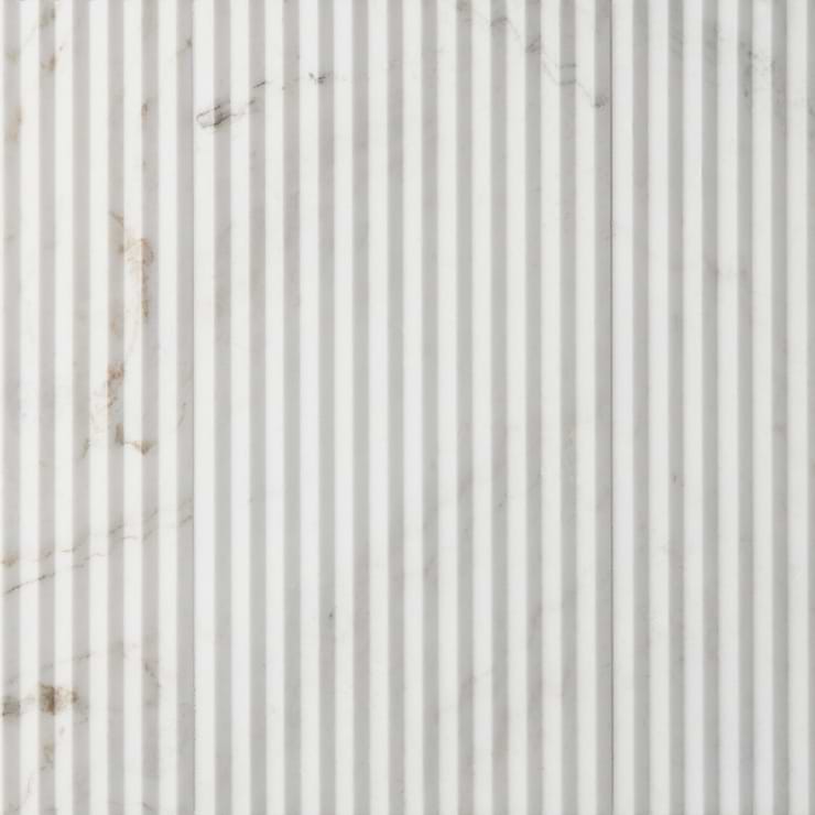Stonework Peak Alaska White 12x24 3D Satin Marble Tile