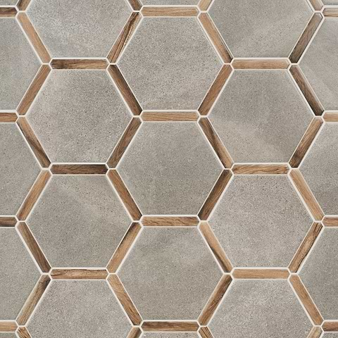 Sagon Cemento Gray 9" Hexagon Matte Porcelain Tile