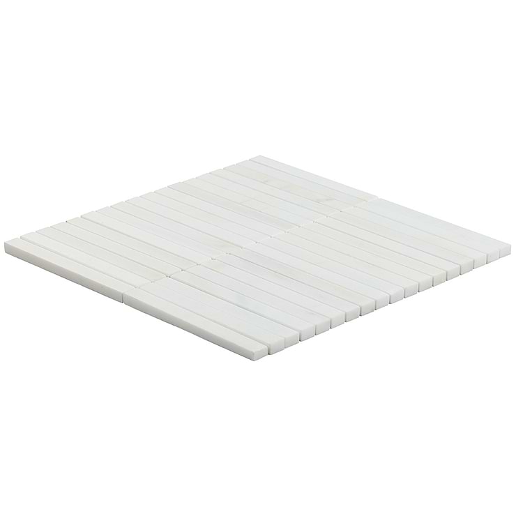 Bianco Dolomite White 1x6 Stacked Premium Honed Marble Mosaic Tile