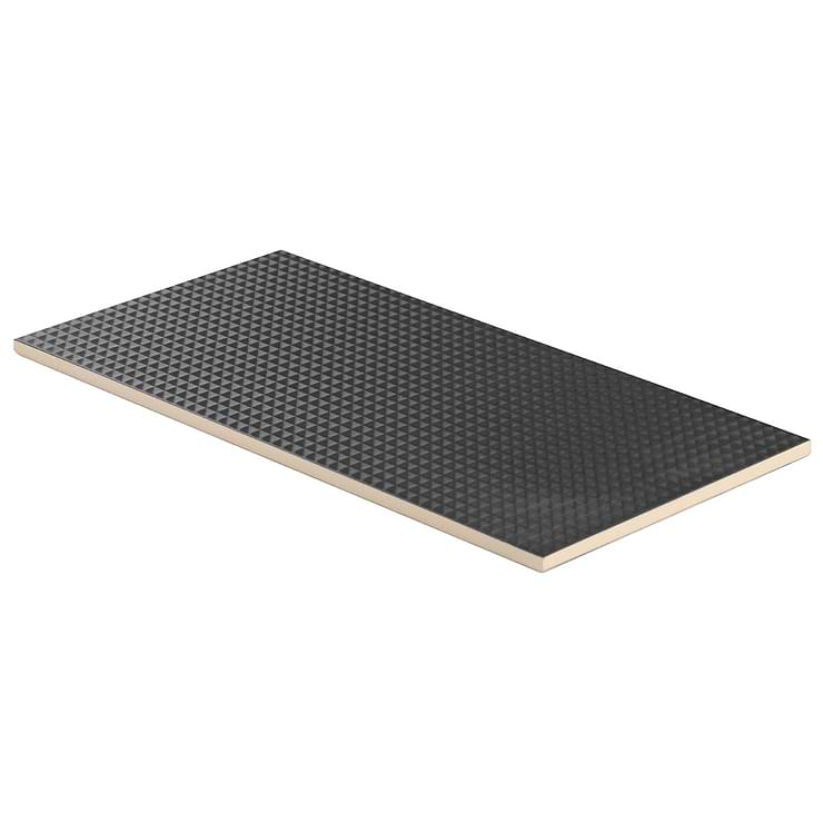 Kinzie Waffle Charcoal Black 8x16 Textured Matte Ceramic Tile