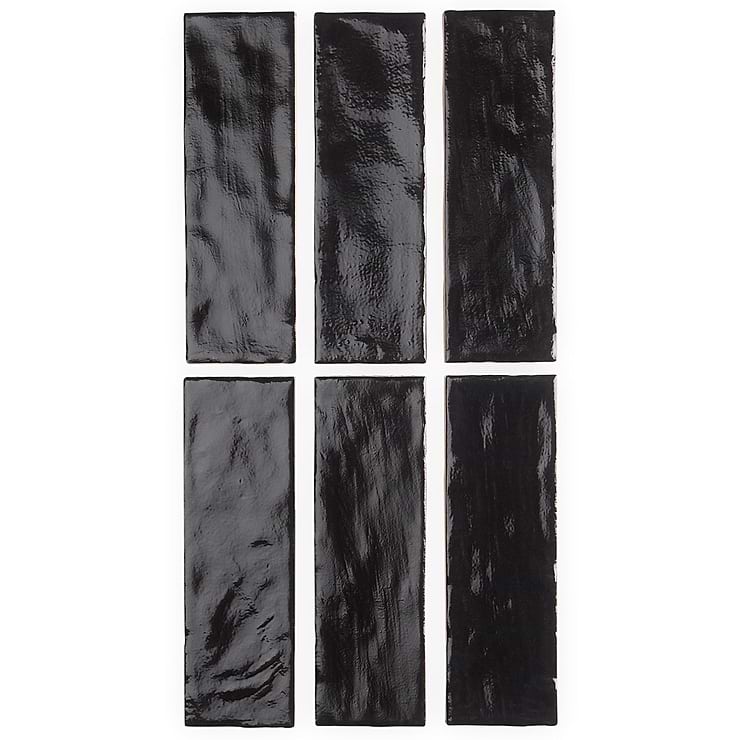 Montauk Jet Black 2x8 Mixed Finish Ceramic Subway Tile