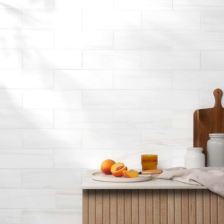 Bianco Dolomite White 4x12 Premium Honed Marble Tile