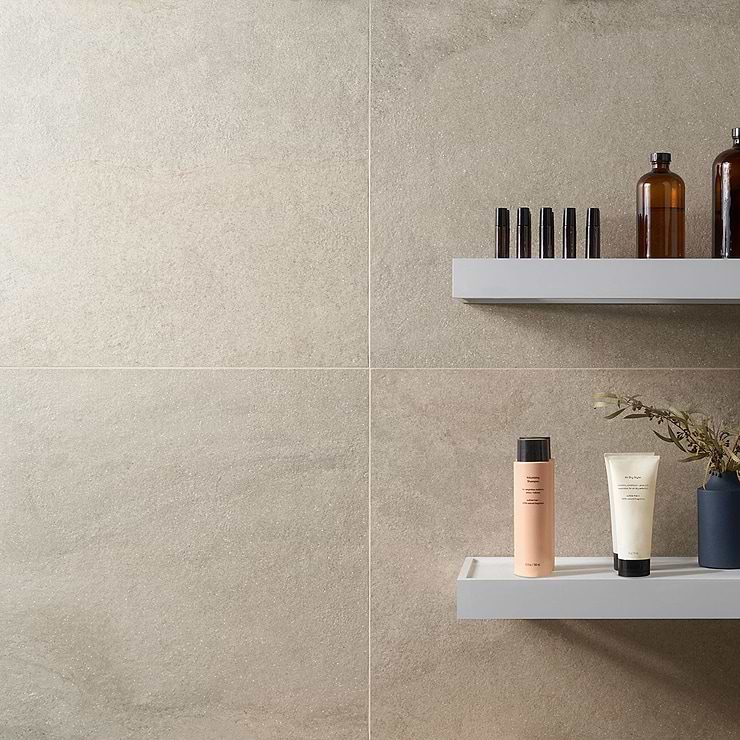 Acadia Warm Linen White 24x24 Limestone Look Matte Porcelain Tile