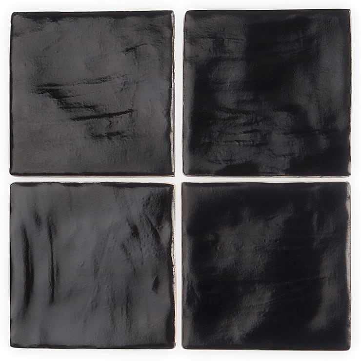 Montauk Jet Black 4x4 Mixed Finish Ceramic Tile