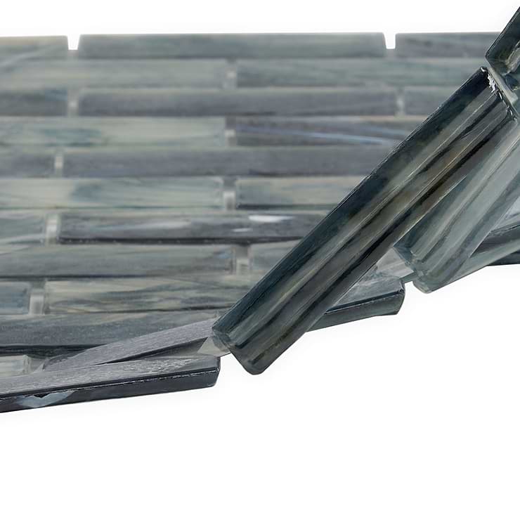 Artwater Iridescent Night Black 1x4 Polished Glass Mosaic Tile