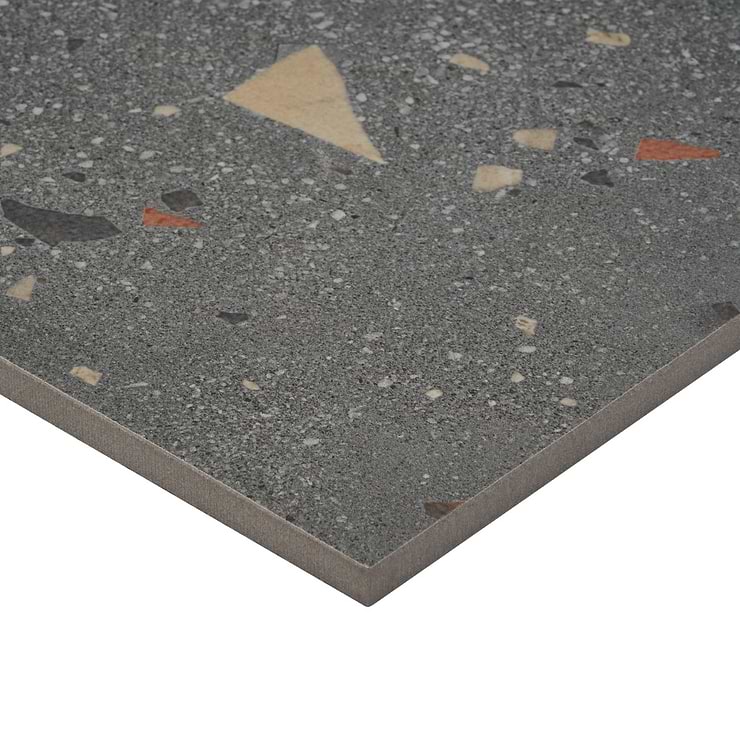 Kobe Cement Charcoal Gray 24x48 Terrazzo Look Matte Porcelain Tile