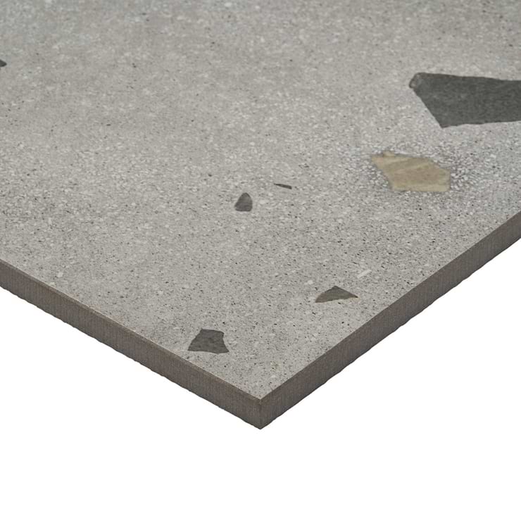 Kobe Cement Smoke Gray 24x48 Terrazzo Look Matte Porcelain Tile
