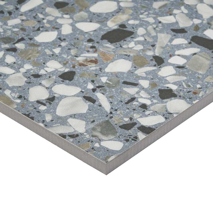 Kobe Flakes Ocean Blue 24x24 Terrazzo Look Matte Porcelain Tile