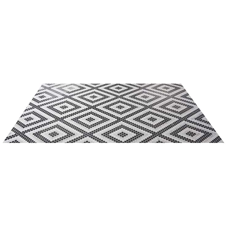 Juno Diamond Black and White 1" Hexagon Polished Marble Mosaic Tile