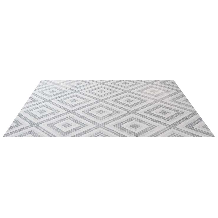 Juno Diamond Gray and White 1" Hexagon Polished Marble Mosaic Tile