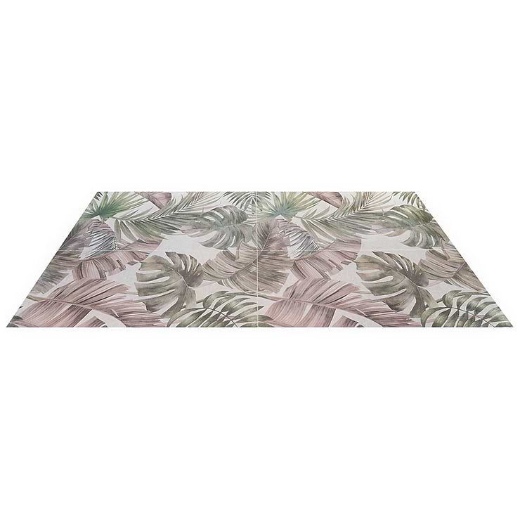 Monet Fancy Wall Pink and Green 24x48 Artisan Decor Matte Porcelain Wall Tile