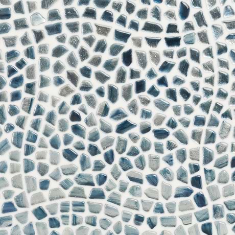 Komorebi Pebble Jet Stream Blue Polished Glass Mosaic Tile