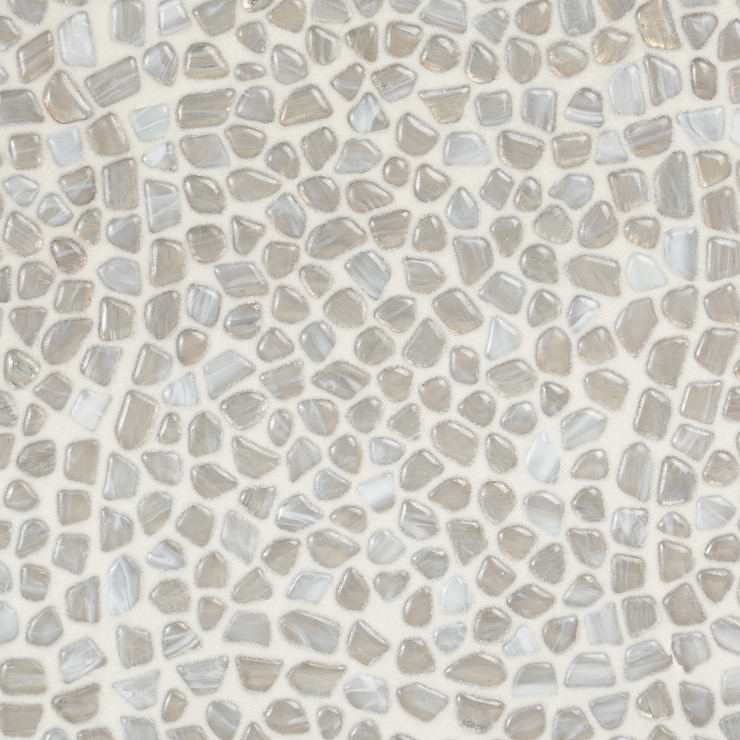 Komorebi Pebble Mineral Ice Gray Polished Glass Mosaic Tile