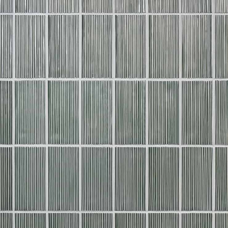 Nabi Subway Deep Emerald Green 4.5x9 Fluted Ridged Crackled Glossy Glass Tile