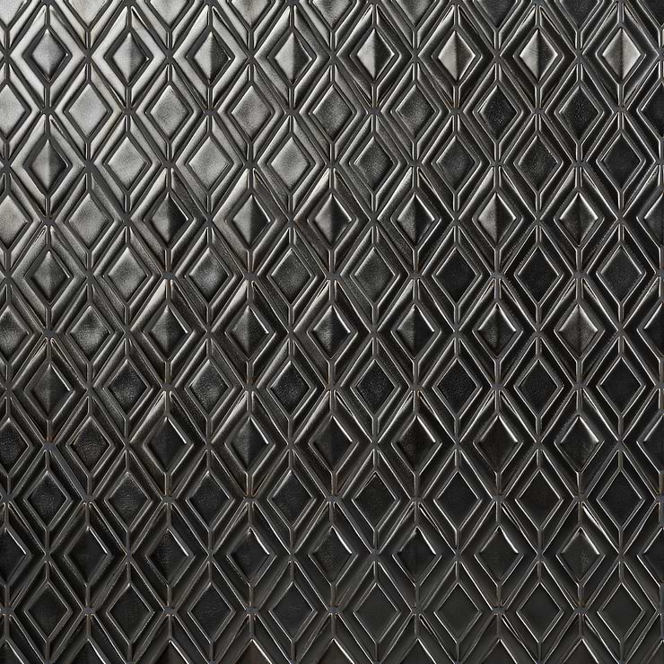 Nabi Jewel Metallic Gunmetal Gray 3D Matte Glass Mosaic Tile