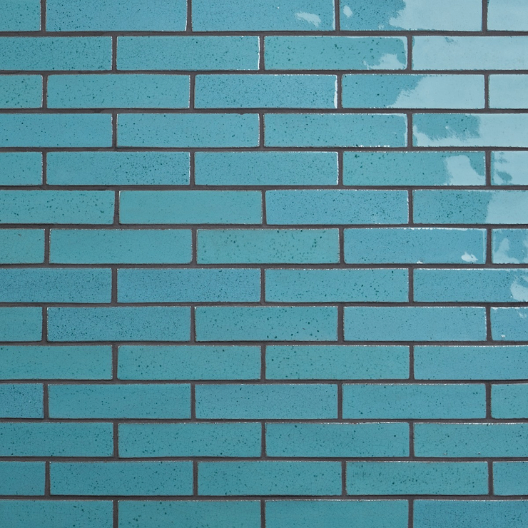 Emery Blue 2x8 Handmade Crackled Glossy Terracotta Subway Tile