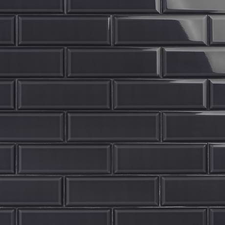 Rise Charcoal Gray 4x12 Beveled Glossy Ceramic Subway Tile