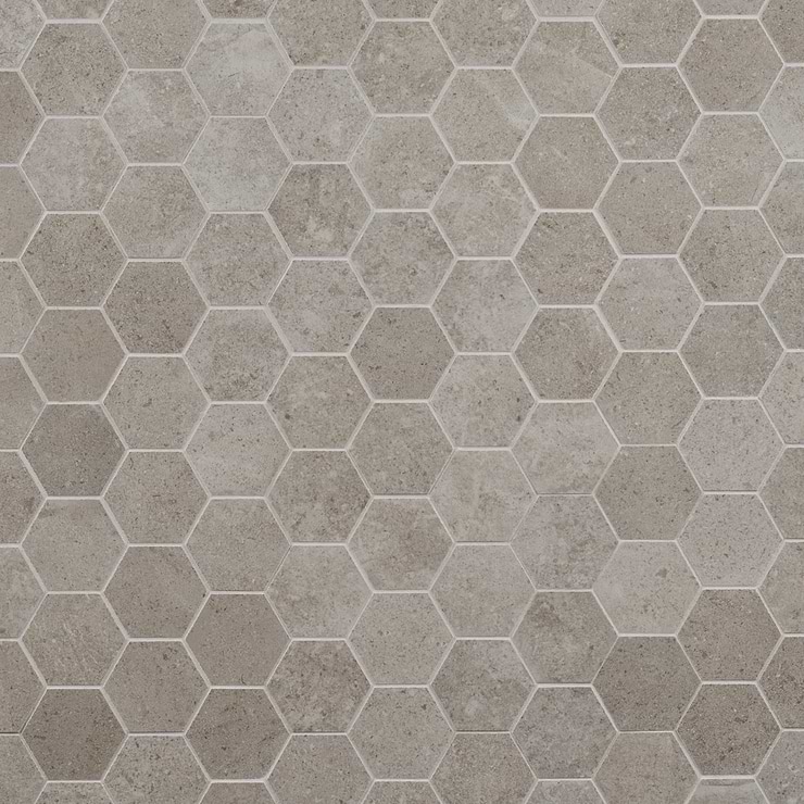 New Rock Tortora Beige 3" Hex Limestone Look Matte Porcelain Mosaic Tile