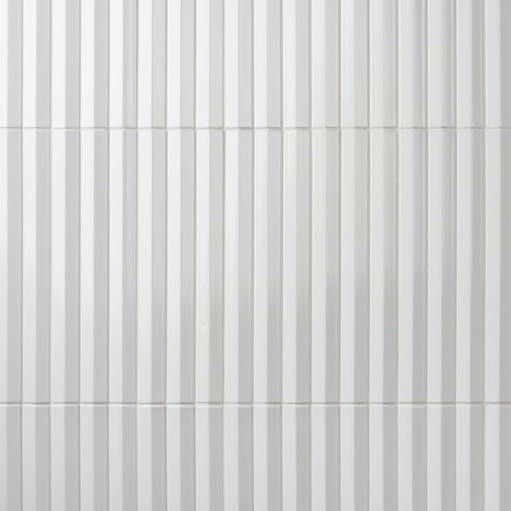 Ponto Bianco White Fluted 5x16 3D Polished Porcelain Tile