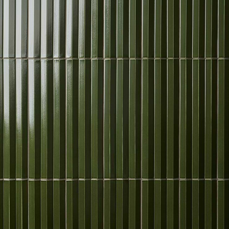 Ponto Verde Green Fluted 5x16 3D Polished Porcelain Tile
