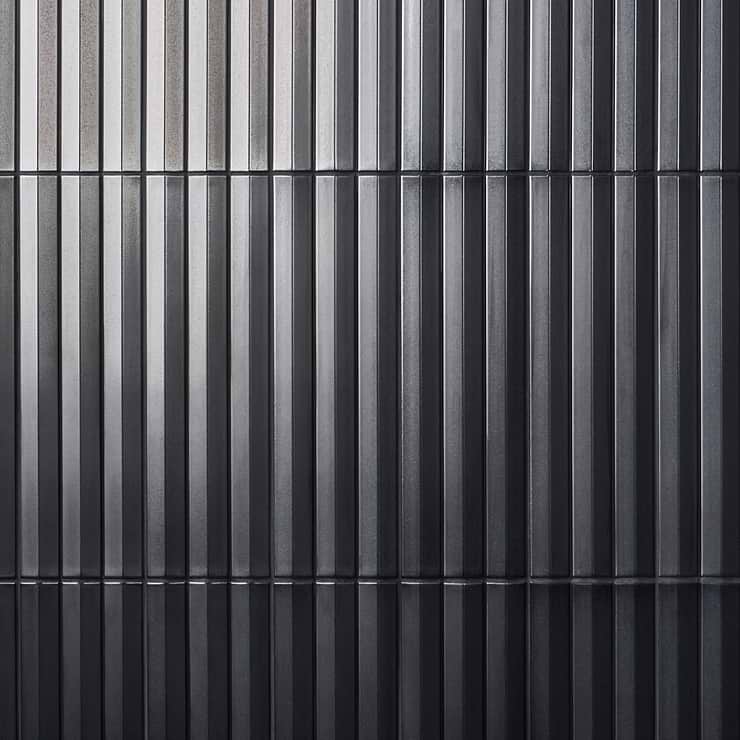 Ponto Metallic Gray Fluted 5x16 3D Polished Porcelain Tile