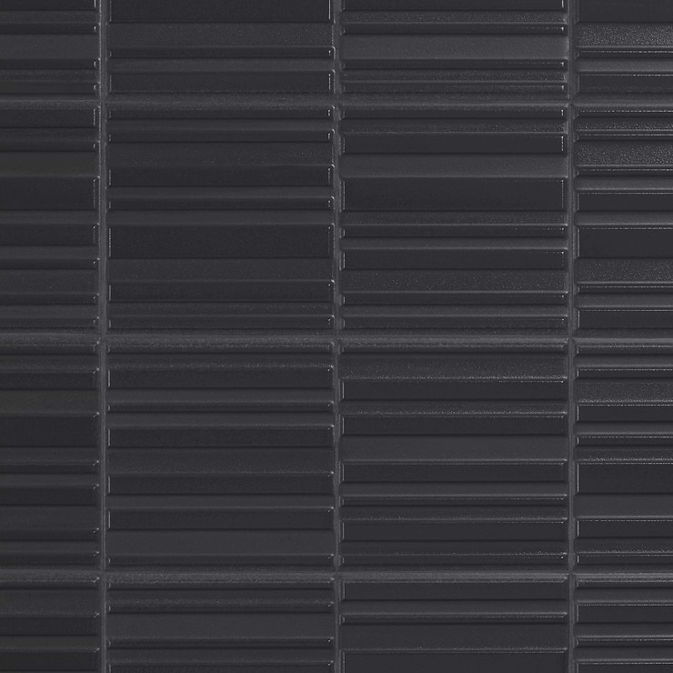 Sydney Charcoal Black 8x16 3D Glossy and Matte Mixed Finish Ceramic Tile