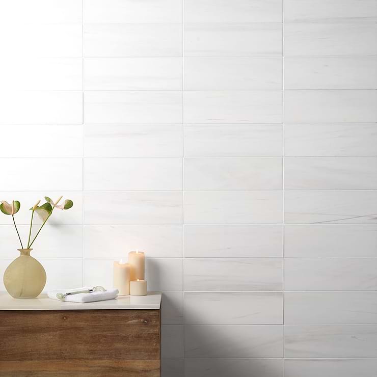 Bianco Dolomite White 4x12 Premium Honed Marble Tile