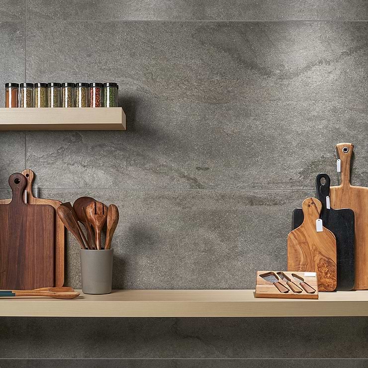 Acadia Slate Gray 24x48 Quartz Look Matte Porcelain Tile