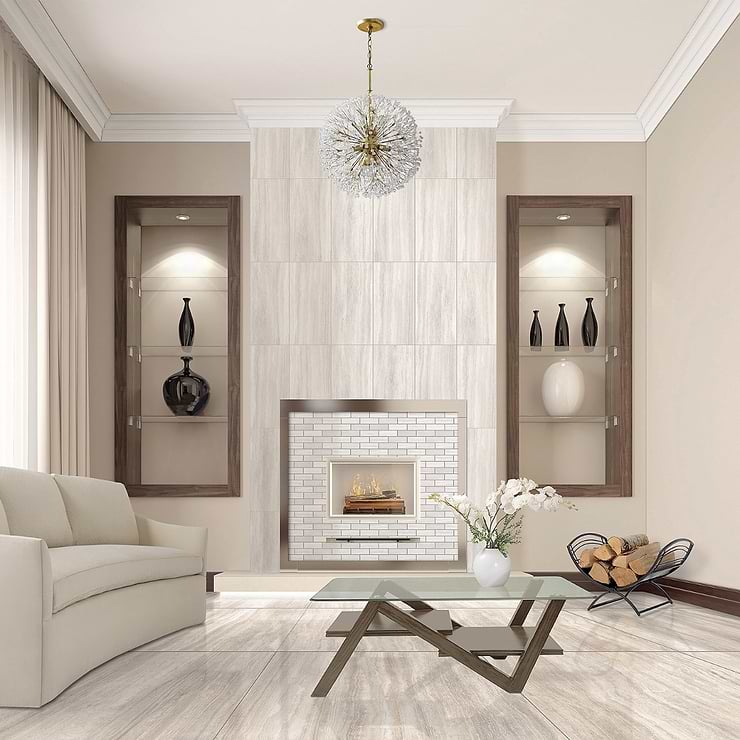 Nashville Beige 12x24 Travertine Look Matte Porcelain Tile