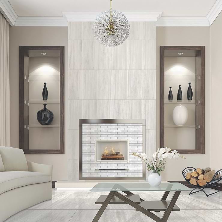 Nashville White 12x24 Travertine Look Matte Porcelain Tile