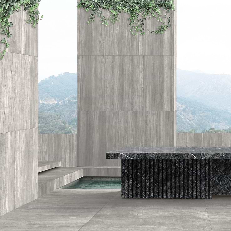 Nashville Gray 24x48 Travertine Look Matte Porcelain Tile