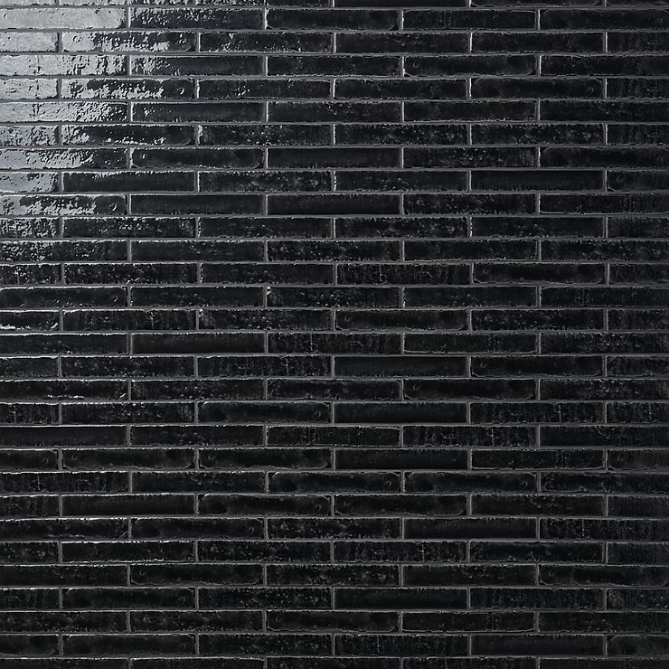 Wabi Sabi Coal Black 1.5x9 Glossy Ceramic Tile