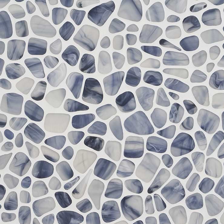 Riverglass Blue Frosted Glass Mosaic Tile 