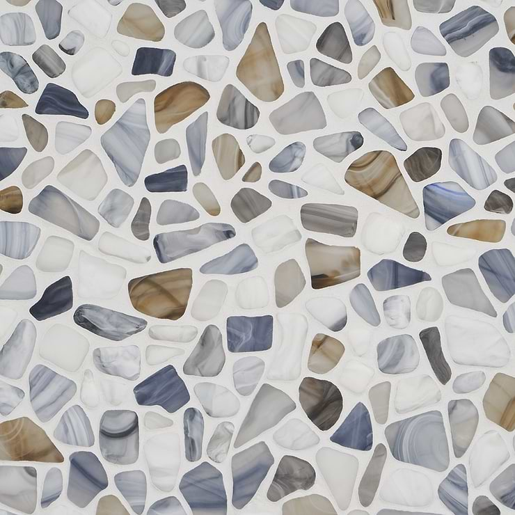 Riverglass Beige Frosted Glass Mosaic Tile