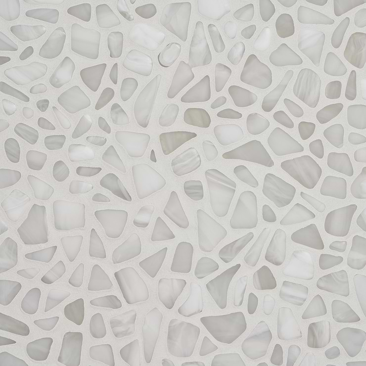 Riverglass White Frosted Glass Mosaic Tile 