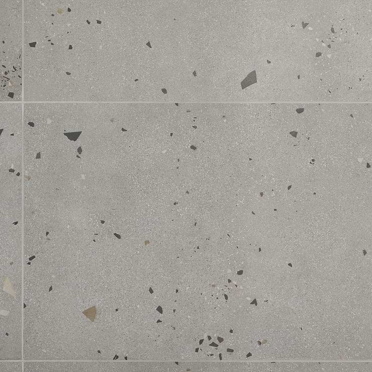 Kobe Cement Smoke Gray 24x48 Terrazzo Look Matte Porcelain Tile