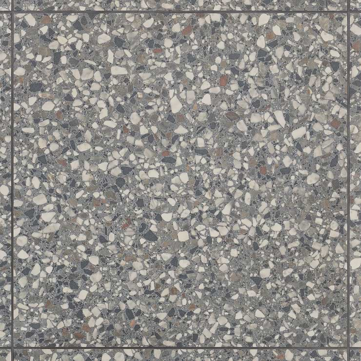 Kobe Flakes Charcoal Gray 24x24 Terrazzo Look Matte Porcelain Tile