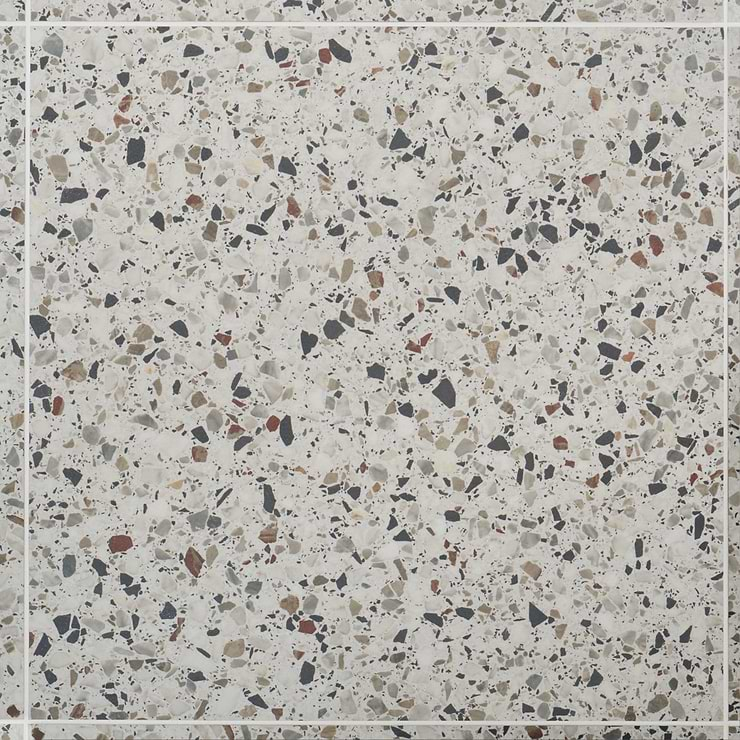 Kobe Flakes Ice White 24x24 Terrazzo Look Matte Porcelain Tile