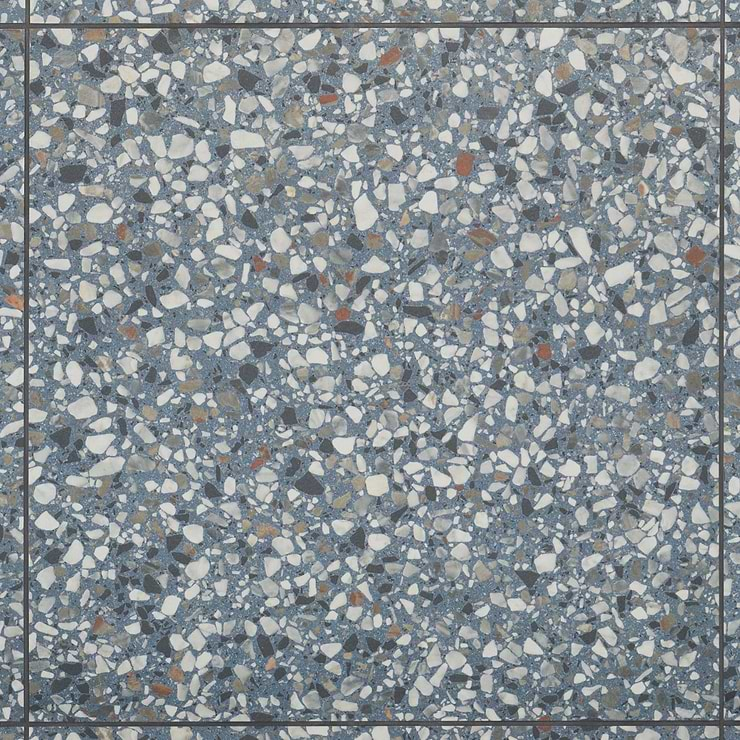 Kobe Flakes Ocean Blue 24x24 Terrazzo Look Matte Porcelain Tile