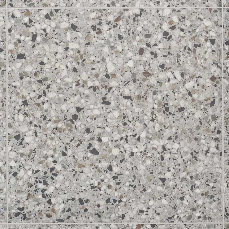 Kobe Flakes Smoke Gray 24x24 Terrazzo Look Matte Porcelain Tile