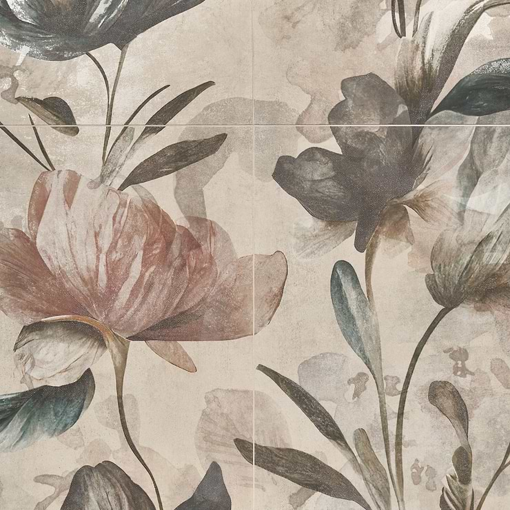 Art Gallery by Paula Purroy Lily Multicolor 24x48 Artisan Decor Matte Porcelain Tile