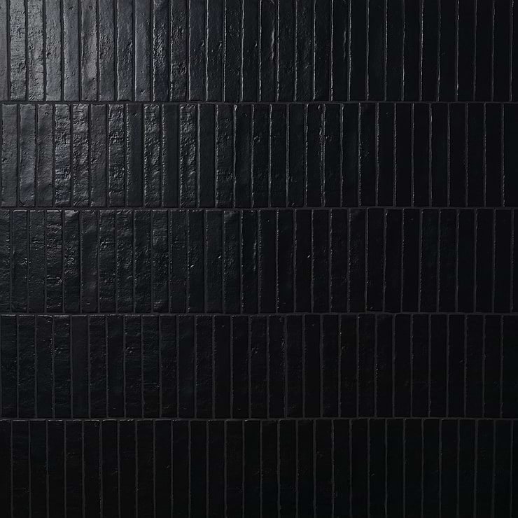 Wabi Sabi Coal Black 1.5x9 Matte Ceramic Tile