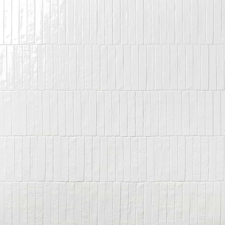 Wabi Sabi Snow White 1.5x9 Glossy Ceramic Tile