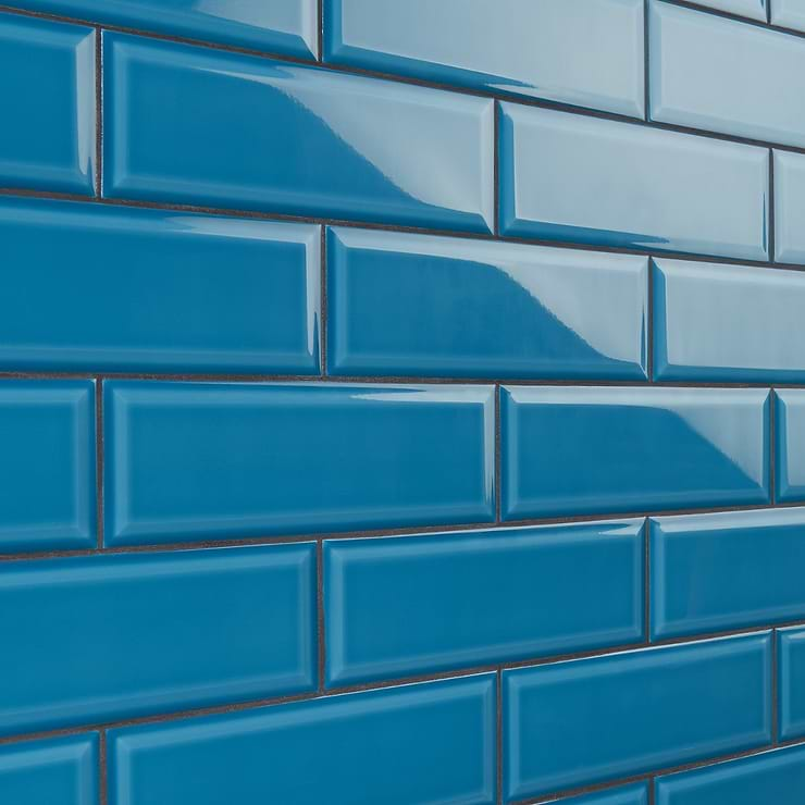 Rise Marine Blue 4x12 Beveled Glossy Ceramic Subway Tile