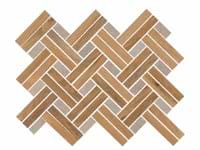 Eternal Basketweave Herringbone Birch Matte Porcelain Wood Look Mosaic Tile