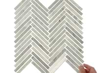 Carrara 1/2"x4" Herringbone Polished Marble Mosaic Tile