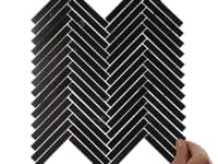 Nero Marquina 1/2"x4" Herringbone Polished Marble Mosaic Tile