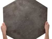 Angela Harris Flatiron Graphite 20" Large  Hexagon Matte Porcelain Tile