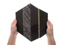 Margo Black and Gold 9" Hexagon Polished Nero Marquina Marble and Brass Mosaic Tile