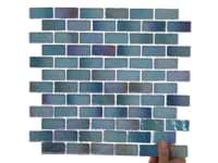 Splash Tropical Blue 1x2 Polished Glass Mosaic Tile